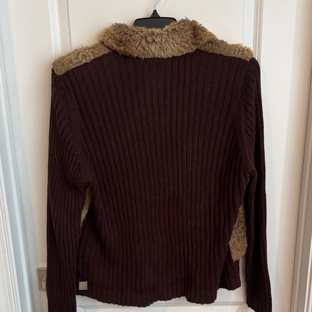 Cozy Brown Shearling Bomber Jacket - image 7